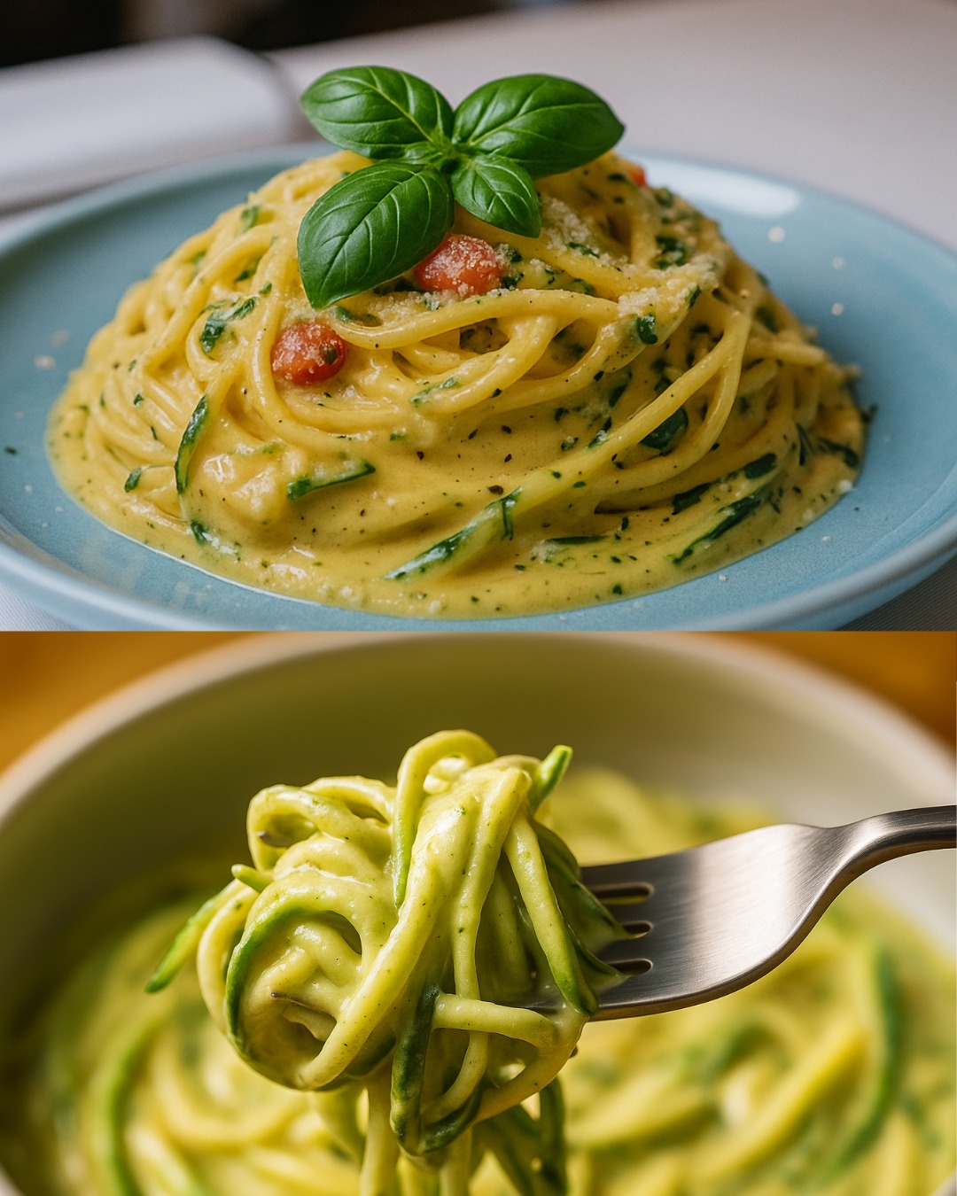 Krēmīgu cukini spageti recepte: krēmīga un viegla