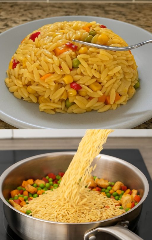 Vistas un dārzeņu orzo sautējums vokpannā