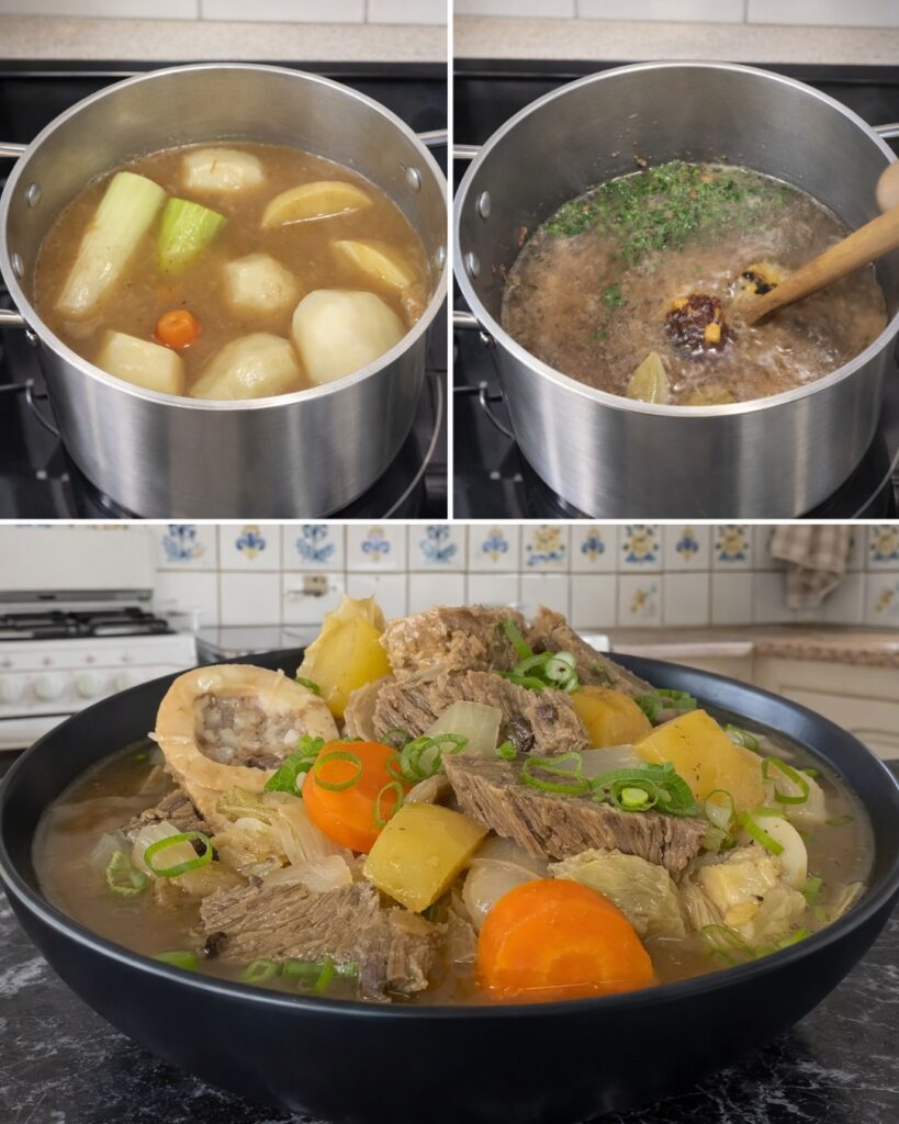 Tradicionāls mājās gatavots pot-au-feu – dzidrs buljons un maiga gaļa