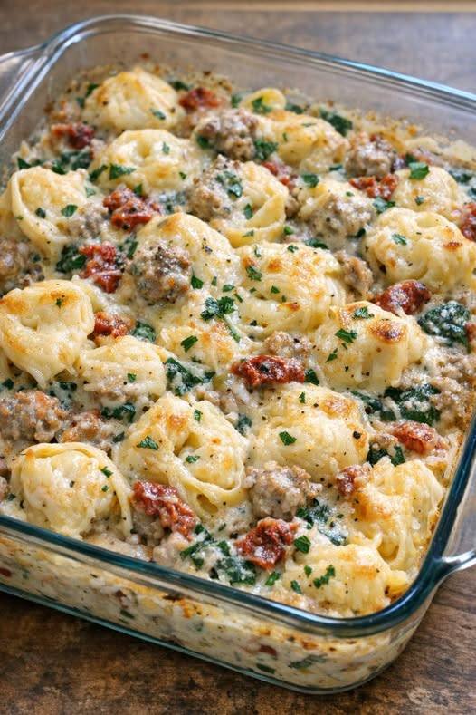 Krēmīga desu tortellini sautējums ar 3 sastāvdaļām