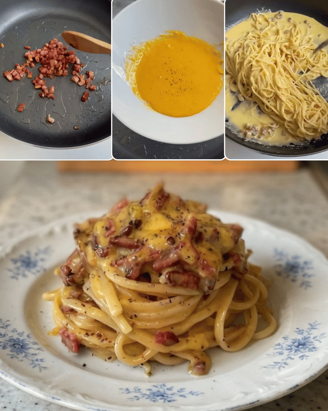 Spageti alla Carbonara — autentiska itāļu recepte (Giallo Zafferano)