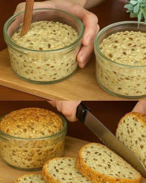 Es neēdu kviešu miltus! Maize burkā minūtes laikā! Bez rauga, bez cukura. Sastāvdaļas: 3 olas, 240 ml piena, 2 ēdamkarotes linsēklu, 2 ēdamkarotes psilija