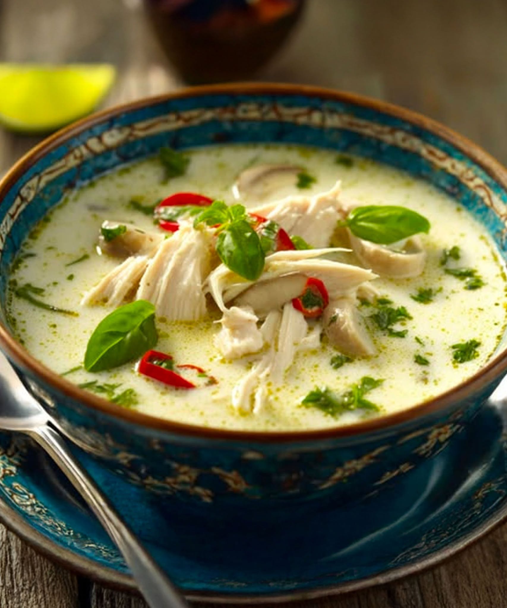 🍲 Aromātiska Taizemes vistas, bazilika un laima zupa