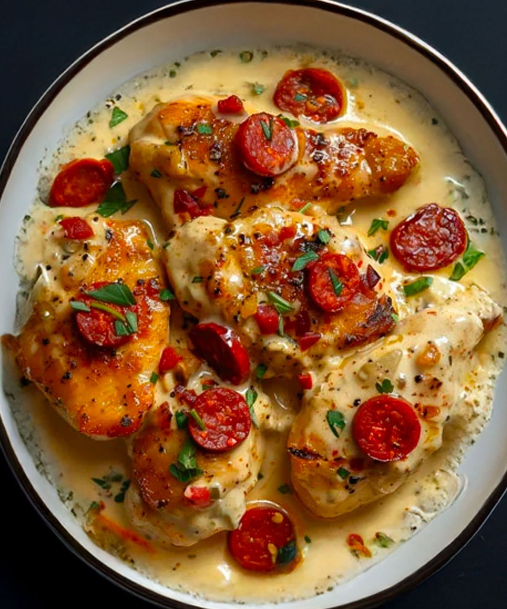 Krēmīga vista ar ķiršu tomātiem un parmezānu (Toskānas stilā)