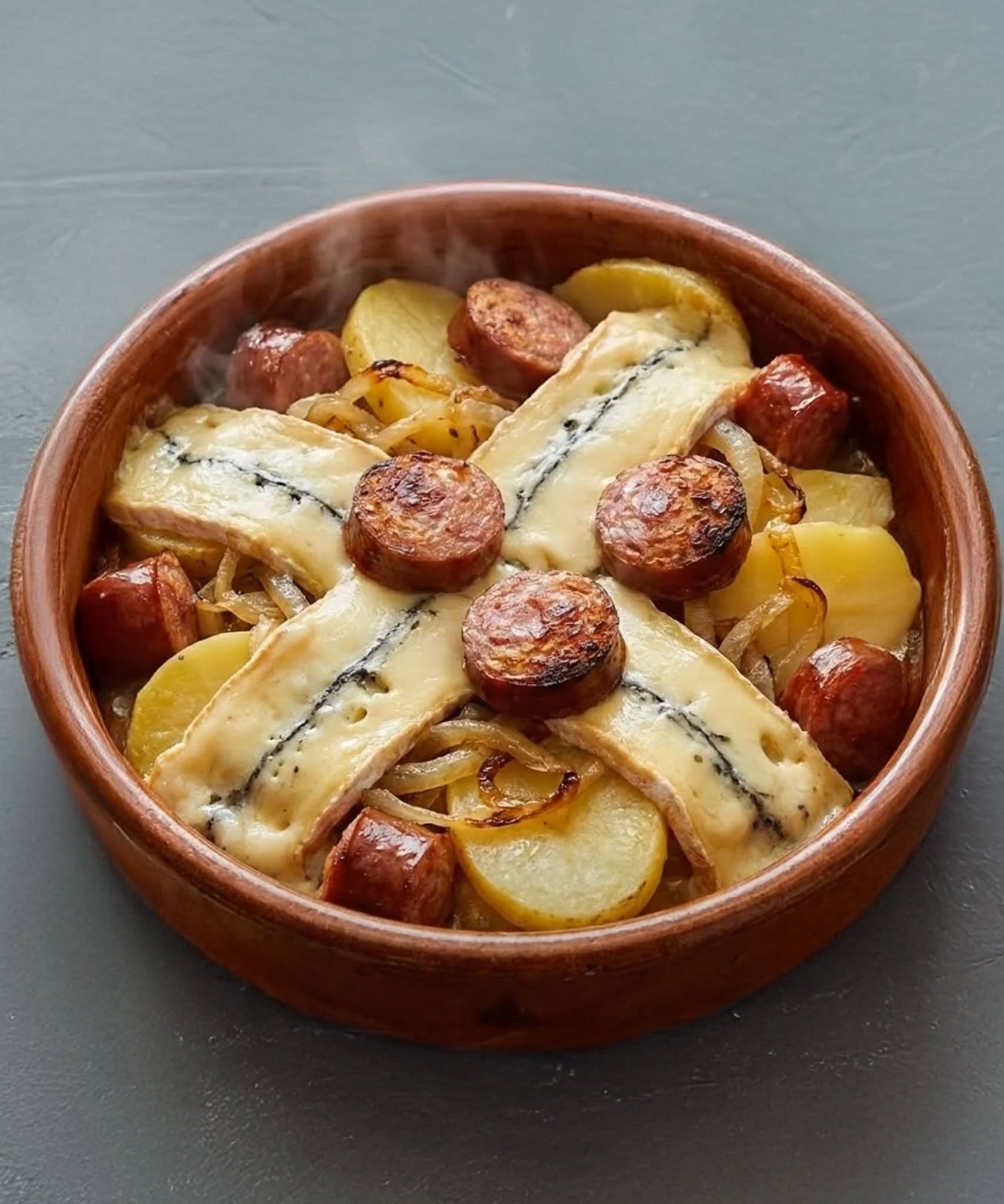 🧀 Gardēžu pannā cepti kartupeļi, desa un kausēts siers