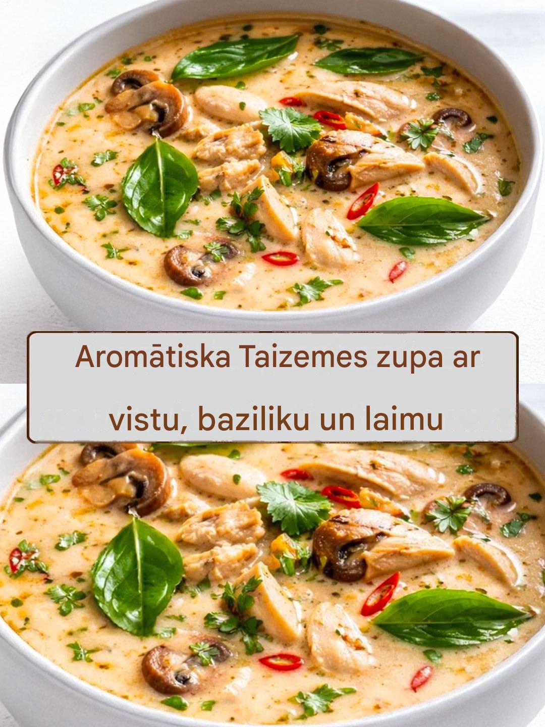Aromātiska Taizemes zupa ar vistu, baziliku un laimu