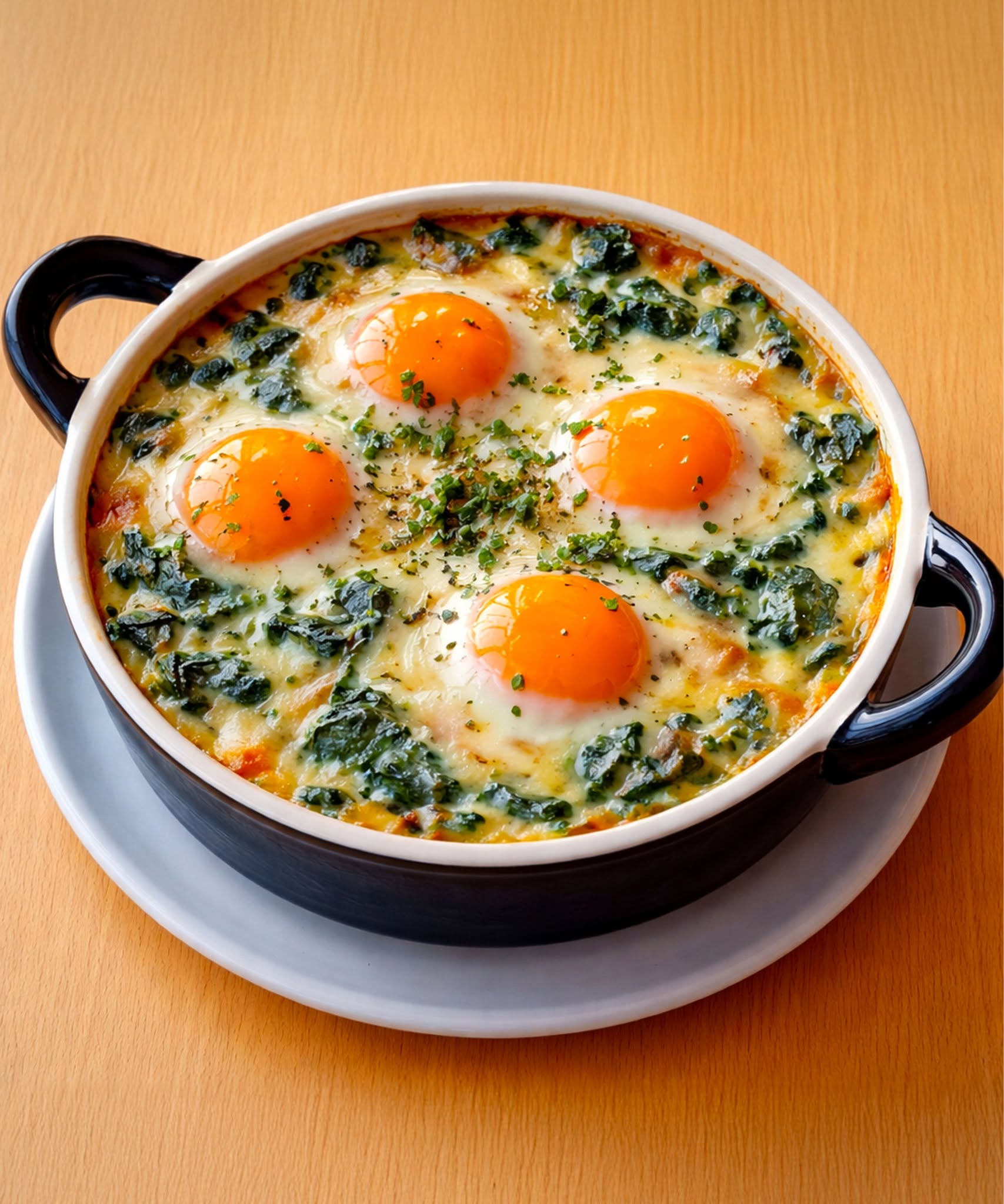 🥚 Olu gratēns ar izkausētiem spinātiem un sieru