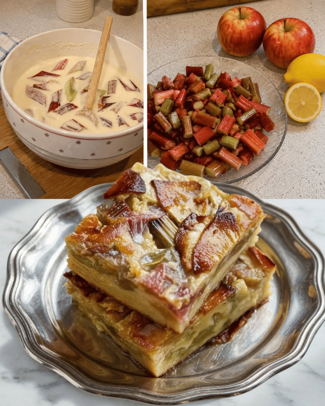 Ābolu-rabarberu Flaugrande un citronu kraukšķīgā glazūra
