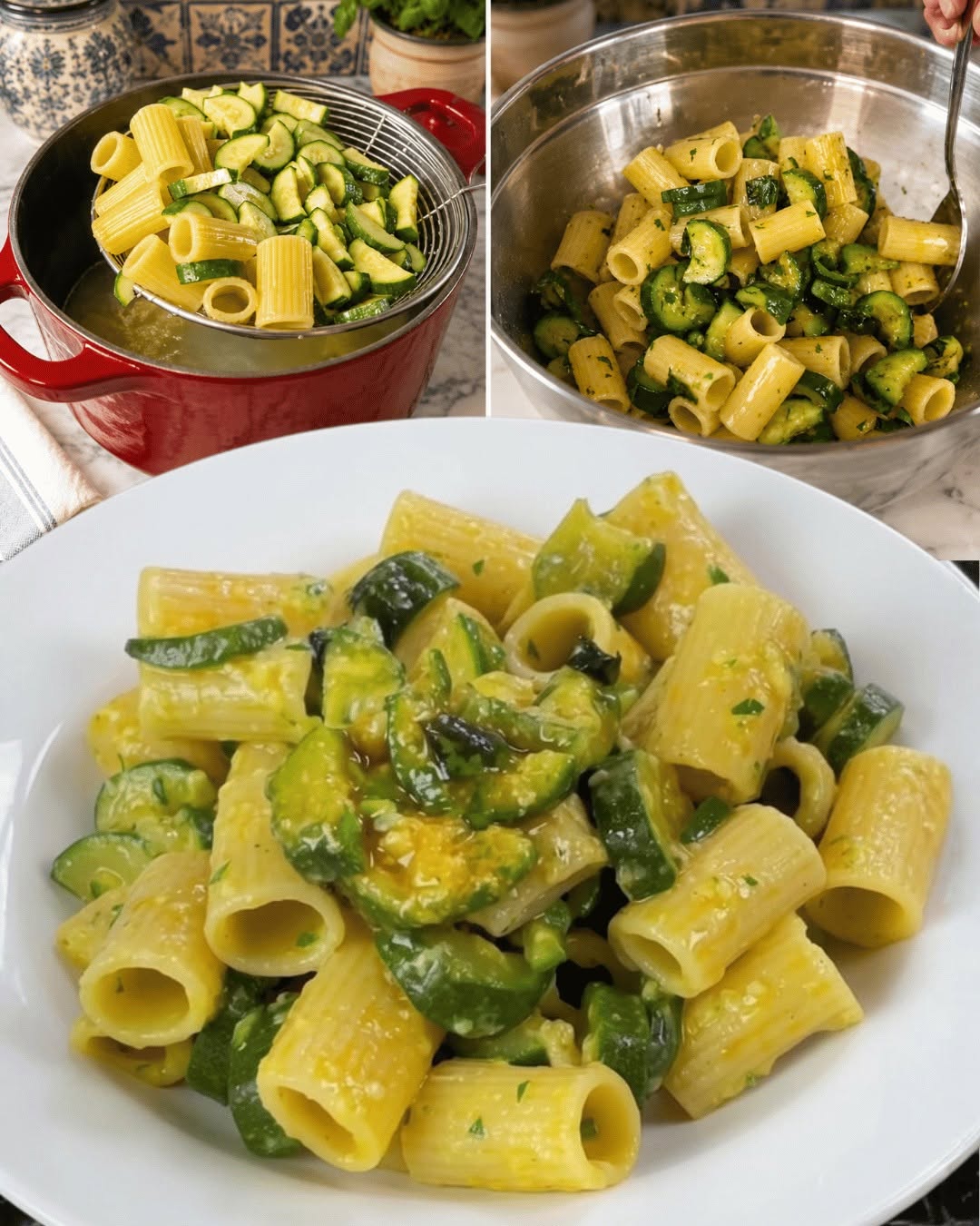 Pasta ar kabačiem un krēmīgu itāļu garšaugu mērci