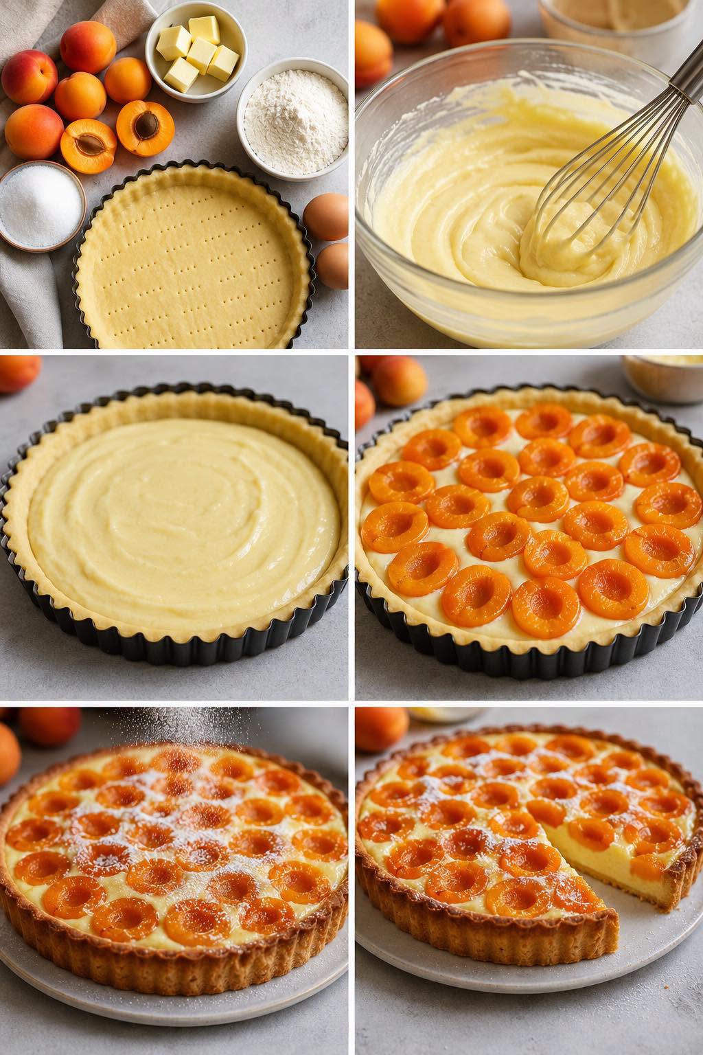 Aprikožu tarte ar konditorejas krēmu: augļu, mutē kūstošs un neatvairāms deserts