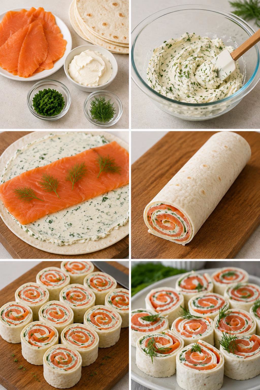 Kūpināta laša un krēmsiera tortiljas rullīši