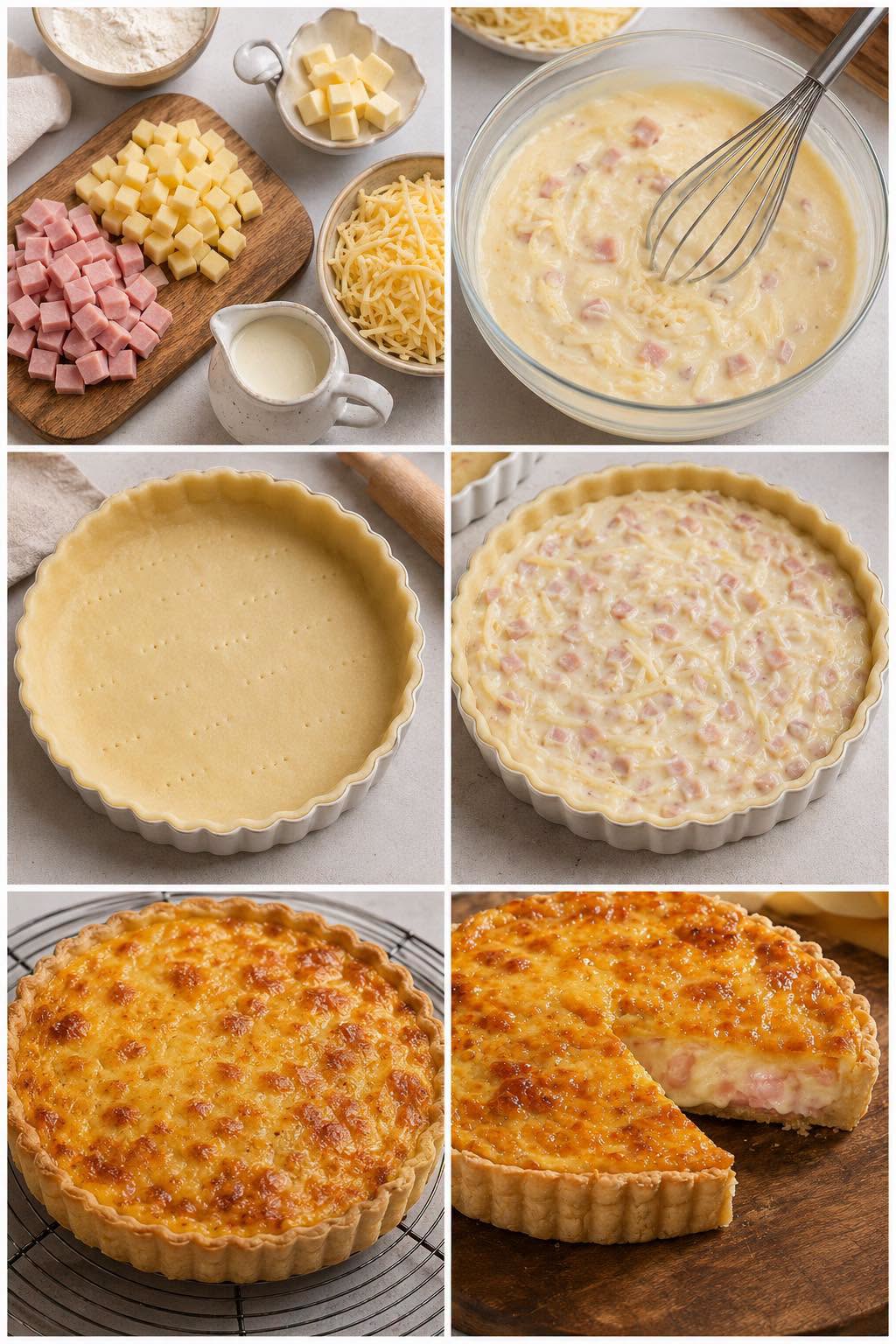 Krēmīga šķiņķa un siera tarte: obligāta ģimenes recepte