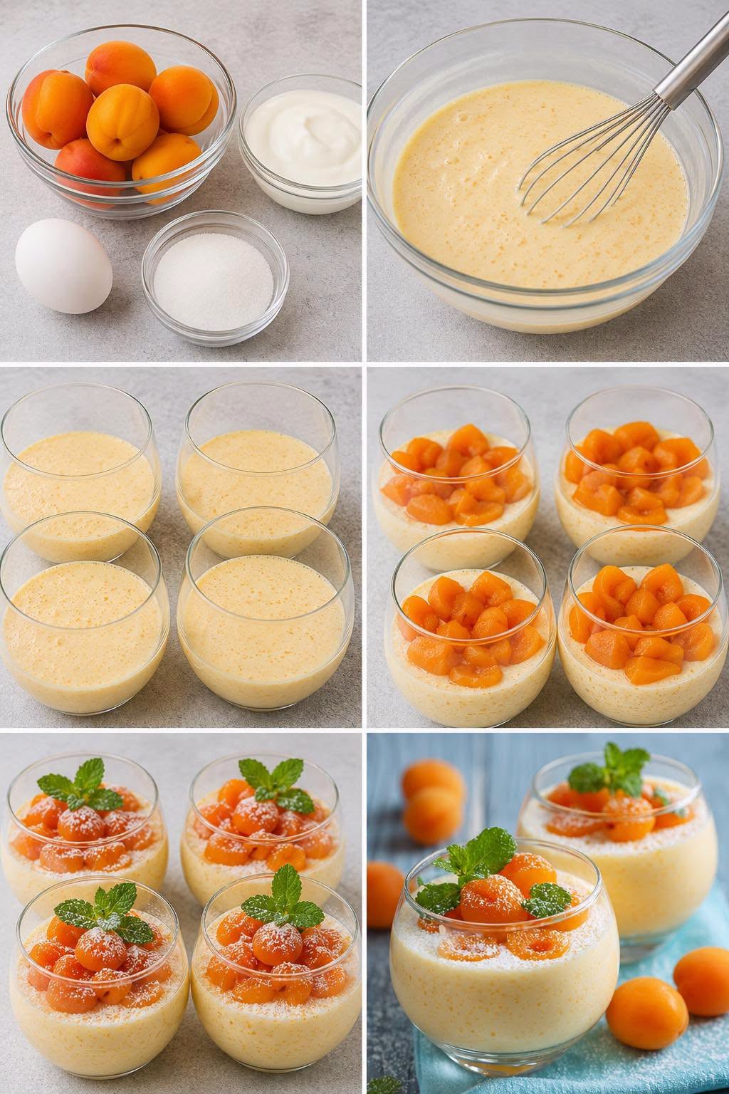 Aprikožu putas glāzēs: viegls, augļains un elegants deserts